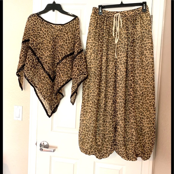 COPY - Vintage Set Top Garem Palazzo Pants Animal Tiger - Picture 3 of 16